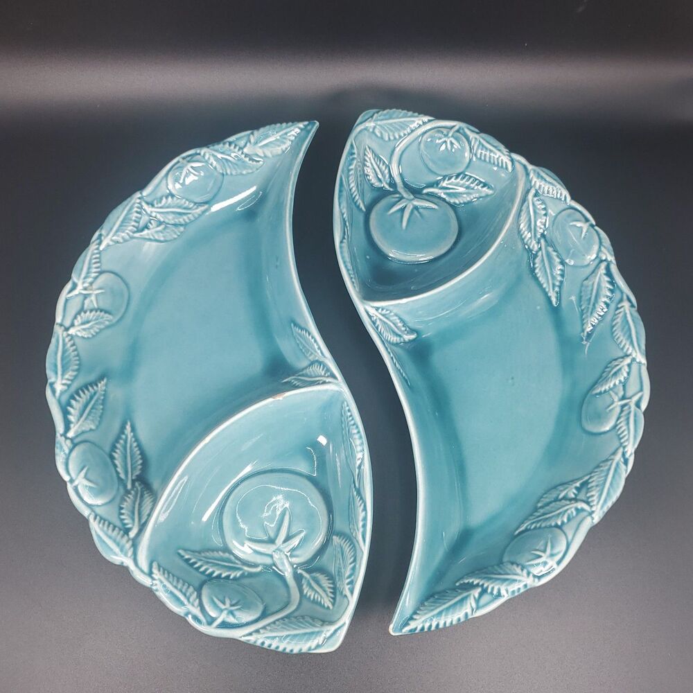 Belmar of Calif 406 Vintage Turquoise Divided Serving Dish Set Pottery